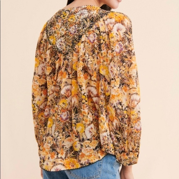 We The Free Floral Top With Top Stitch Detailing - Picture 3 of 8
